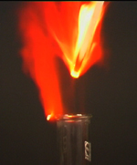 hydrogen gas on the point of ignition