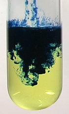 Deep blue precipitate of Prussian Blue