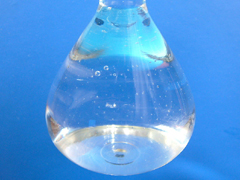 Any air bubbles in the flask can be removed using an ultrasonic bath